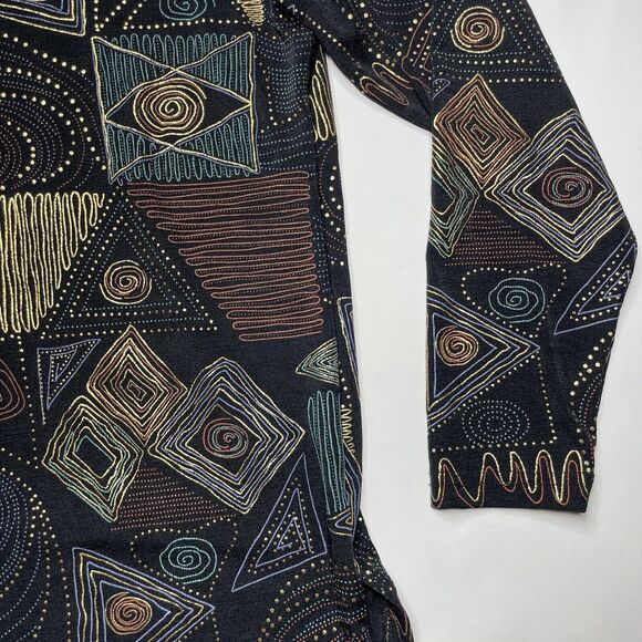 Vintage 90's Abstract Blouse Metallic Paint Sz S Art to Wear Grunge Boho Retro - Picture 11 of 12